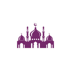 Obraz premium Mosque icon silhouette logo vector illustration design template