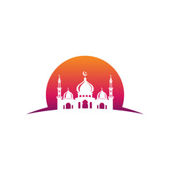 Mosque icon silhouette logo vector illustration design template