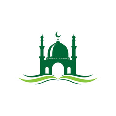 Mosque icon silhouette logo vector illustration design template