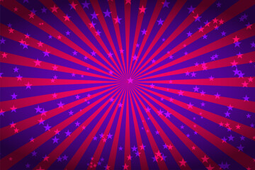 Pop art pink and blue background with stars and rays