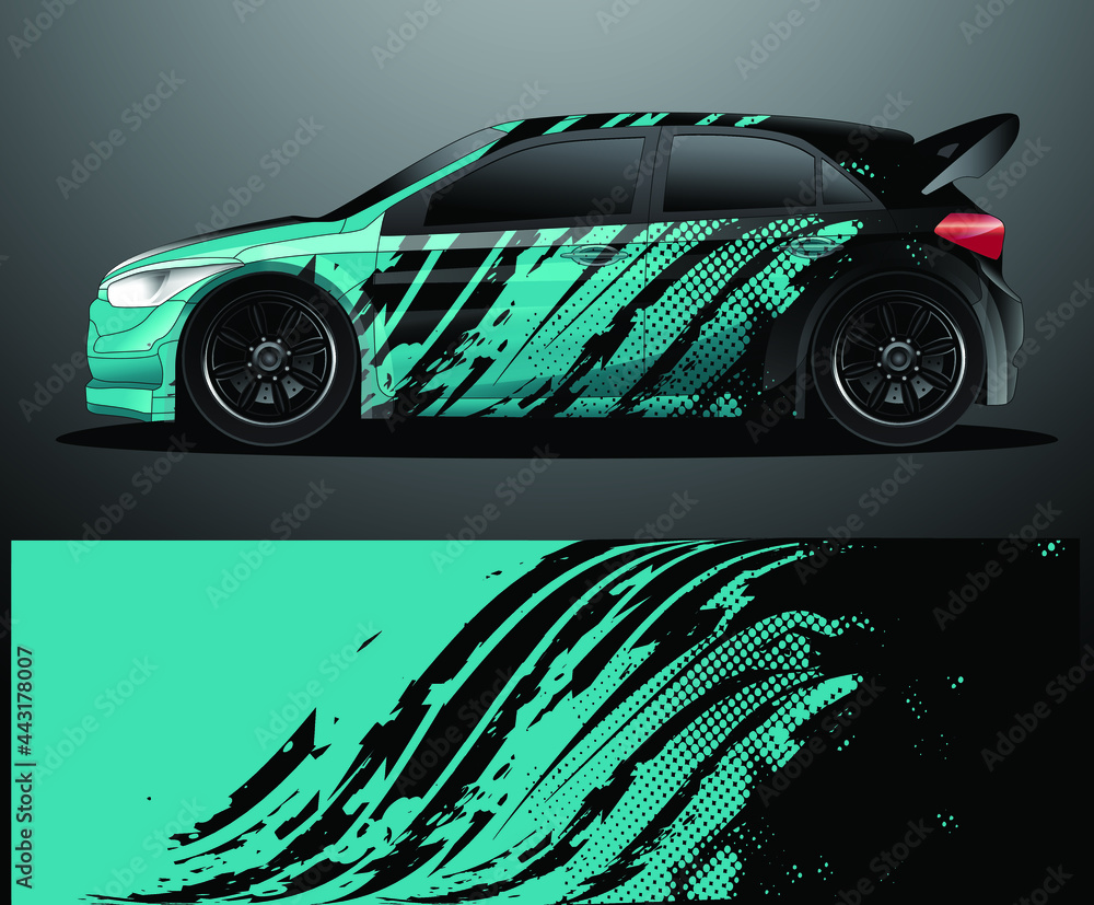 Wall mural Rally car decal graphic wrap vector, abstract background - Wall murals