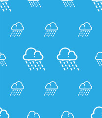 Raining Icon Seamless Pattern, Liquid Water Falling Form Cloud In The Form Of Droplets