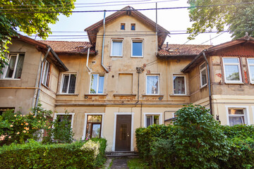 Zelenogradsk, Russia, June 28, 2021. Typical architectural ensemble in the area of ​​historical...