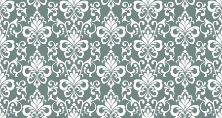 Fotobehang Damask floral design element. Gray and white. Graphic ornament royal wallpaper vector background. © AJ Design