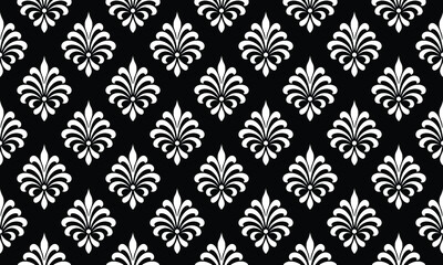 Floral seamless pattern. Black and white ornament. Vector background.
