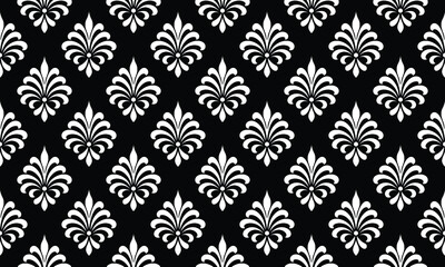 Fototapeta premium Floral seamless pattern. Black and white ornament. Vector background.