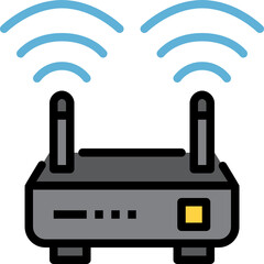 router wifi color outline icon