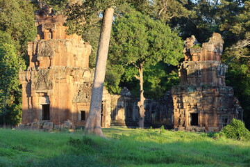 Cambodia. The Prasat Suor Prat are the twelve rugged looking towers in laterite and sandstone which...