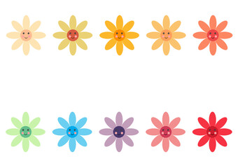 a collection of floral designs with cute and adorable faces