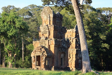 Cambodia. The Prasat Suor Prat are the twelve rugged looking towers in laterite and sandstone which...