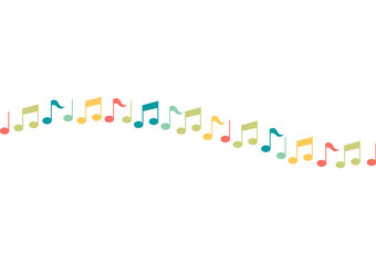 colorful tone symbol background with music and song theme with a wave-shaped arrangement