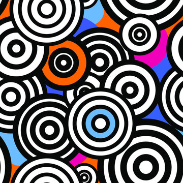 Abstract Pop Art Seamless Pattern Wirh Circles.