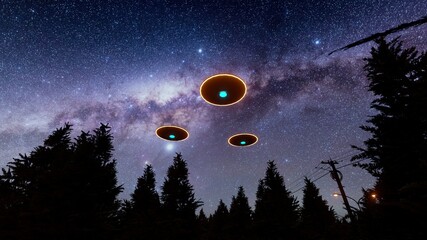 Fototapeta na wymiar ufo at the night sky