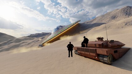 ufo crash landing at desert © Hirzan