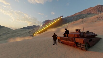 ufo crash landing at desert © Hirzan