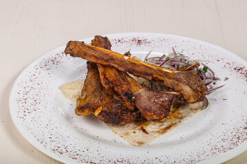 Grilled rack of lamb barbeque