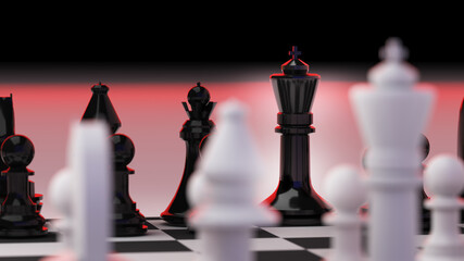 The King's Focus Planning Chess Game,competitive strategy planning concept,3D render