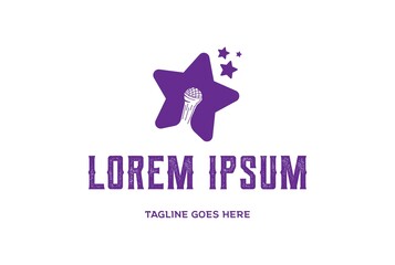 Simple Star with Mic for for Podcast Music Song Concert Show Logo Design Vector