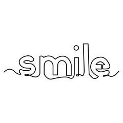 one line continuous drawing smile word