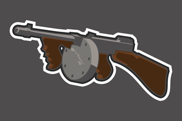 World War 2 American submachine gun vector illustration. Simple design illustration. 