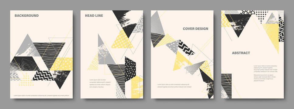 Set Of Geometric Backgrounds. Collage Style Cover Design Templates. Vector Illustration.