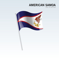 American Samoa waving flag isolated on gray background