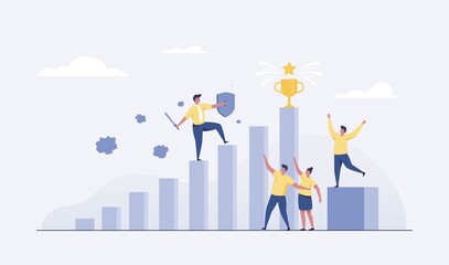 Obraz premium Business success, leadership vector illustration.