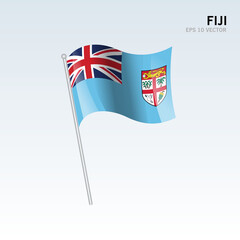 Fototapeta premium Fiji waving flag isolated on gray background