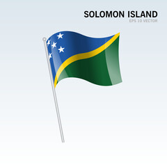 Solomon Islands waving flag isolated on gray background