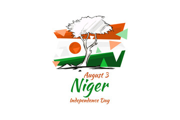 August 3, Independence day of Niger vector illustration. Suitable for greeting card, poster and banner. 