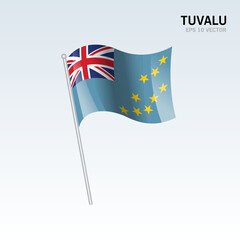 Tuvalu waving flag isolated on gray background