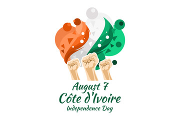 August 7, Independence day of Côte d'Ivoire vector illustration. Suitable for greeting card, poster and banner.