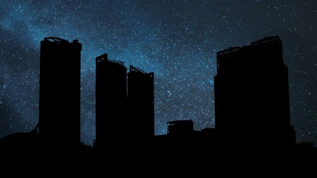 Tanzania: Dar es Salaam Skyline, Time Lapse by Night with Stars and Milky Way in Background