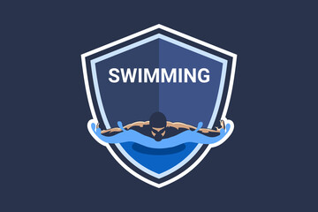 Swimming Club Logo Design. Swimmer icon design. Creative Swimmer Vector.
