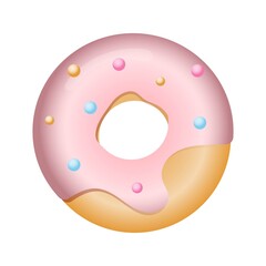 Vector illustration of a donut in pink glaze.