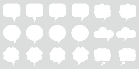 Set of smple speech bubble ICONS vector illustration. Talking, thinking, conversation, communication symbols. Seamless speech bubble collection for design.