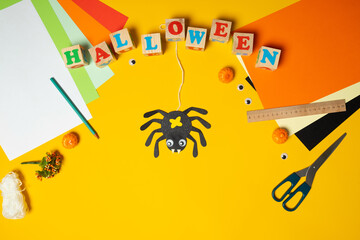 Step 8. DIY Halloween paper spider. Halloween craft step by step instructions.