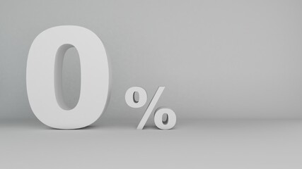Business finance 0% interest on white background,3D render