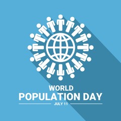 Vector illustration of people circling the world, as a banner, poster or template for world population day.