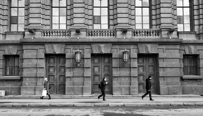 Classical architecture of St. Petersburg (walls, windows, doors).