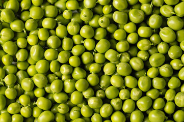 green peeled peas, top view, close-up