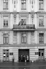 Classical architecture of St. Petersburg (walls, windows, doors).