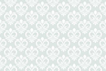 Floral geometric seamless pattern. Gray and white ornament. Fabric for ornament, wallpaper, packaging, vector background