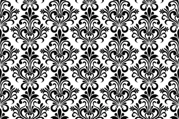Foto op Plexiglas Damask seamless pattern. for Wallpapers, elegant luxury texture. Floral ornament baroque. Vector background. © AJ Design