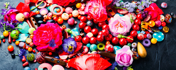 Assorted colored beads for jewelry