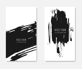 Abstract ink brush banners set with grunge effect
