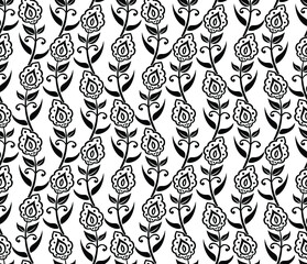 Floral seamless pattern. Black and white element. Fabric for ornament, wallpaper, packaging, vector background.