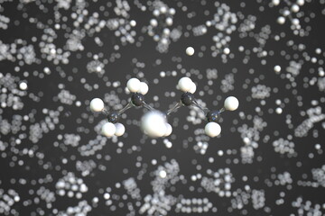 Pentane molecule, conceptual molecular model. Chemical 3d rendering