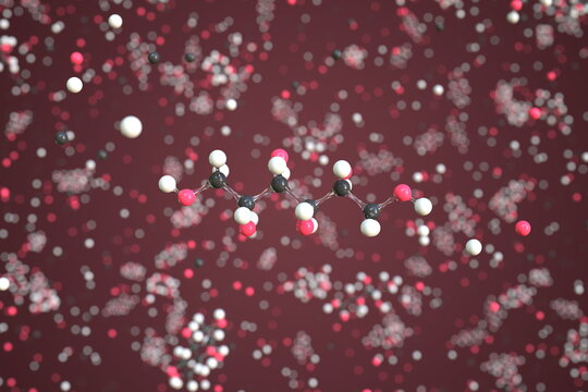Mannitol molecule. Conceptual molecular model. Chemical 3d rendering