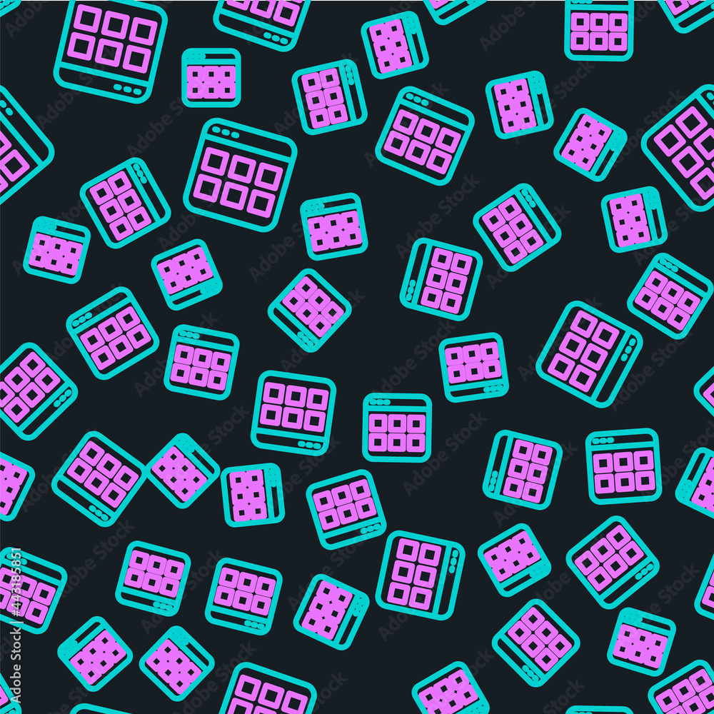 Poster line browser files icon isolated seamless pattern on black background. vector
